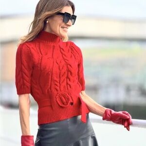 Zara Red Cable Knit Sweater